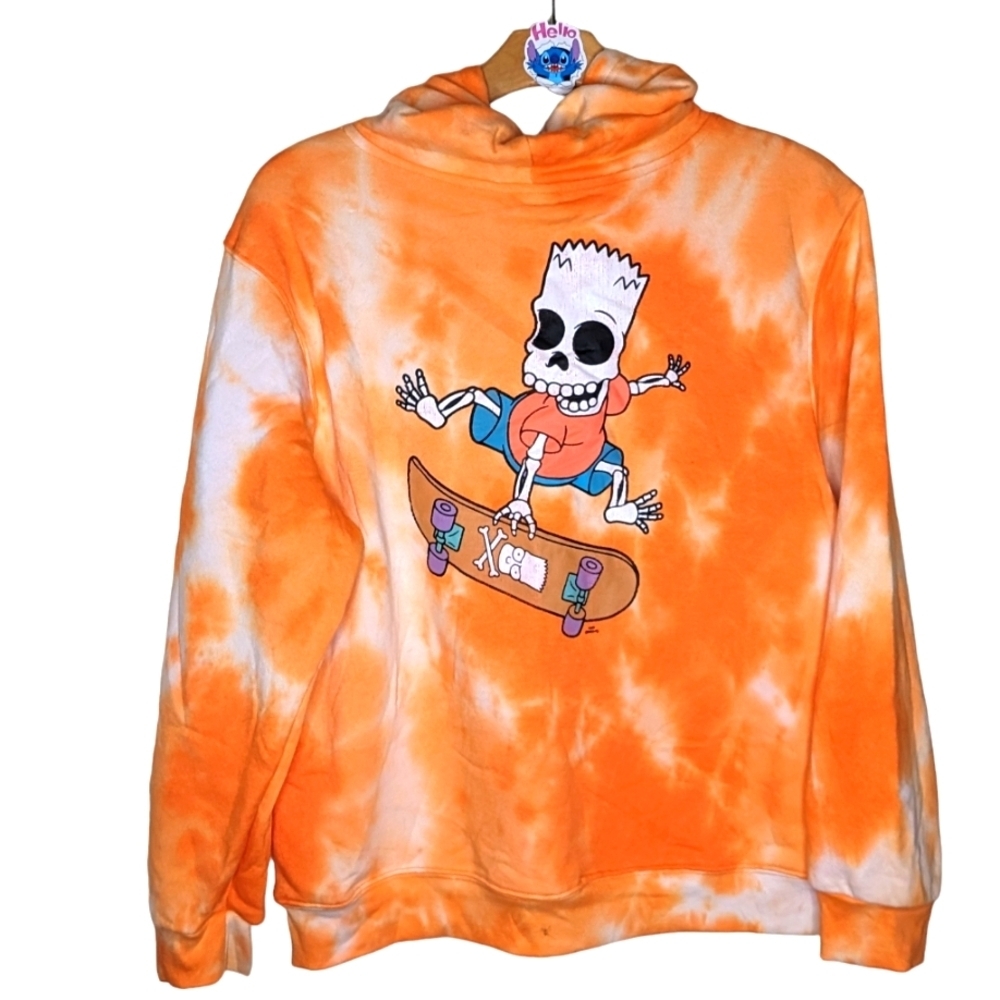 Women's tye dye skeleton skateboarding Bart Simpsons hoodie
